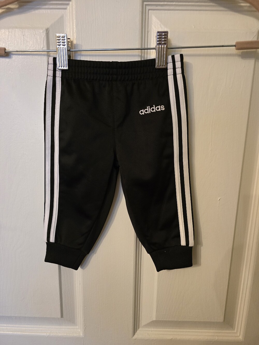 adidas Kids Black Joggers with White Side Stripes
